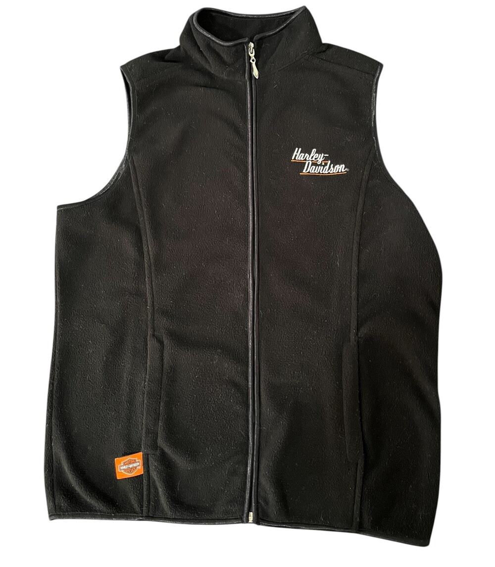 Harley Davidson Women’s Black Full Zip Fleece Vest Size Medium Embroidered Logo